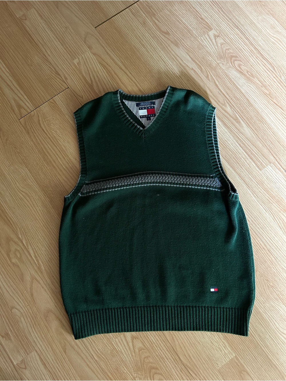 Vintage Tommy Hilfiger Green Fleece Vest Men’s Large